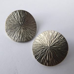 Jorgen Jensen 57A pewter clip-on earrings, Danish modernist sunburst vintage 60s