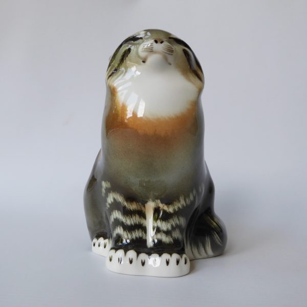 Lomonosov porcelain cat, Imperial Russian USSR Pallas Wildcat figurine. Vintage - Image 3