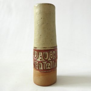 Louis Hudson studio pottery chimney vase, handmade slab built clay 15cm cylinder