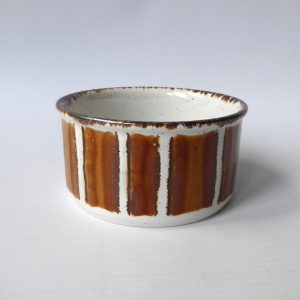 Midwinter Stonehenge Earth open sugar bowl, brown stripe. Retro ceramic pottery