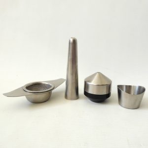Old Hall Robert Welch lighthouse & Alveston pepper shakers + tea strainer 1960s