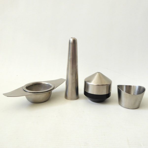 Old Hall Robert Welch lighthouse & Alveston pepper shakers + tea strainer 1960s