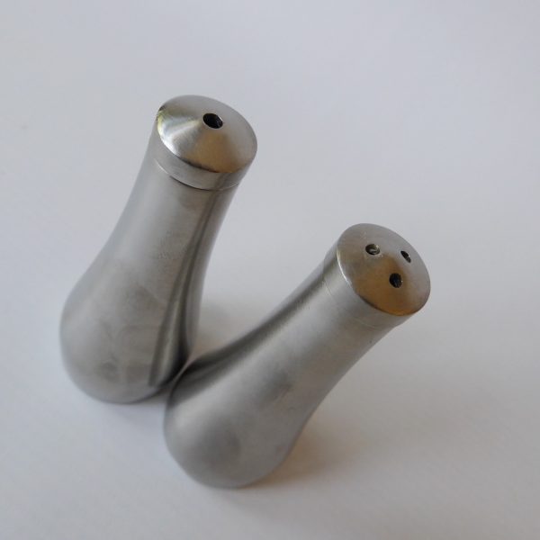 Old Hall stainless steel Salt and pepper set, 1960s 1970s vintage modernist pair - Image 4