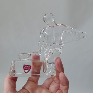 Orrefors crystal art glass foundry Metal Worker figurine. Olle Alberius statue