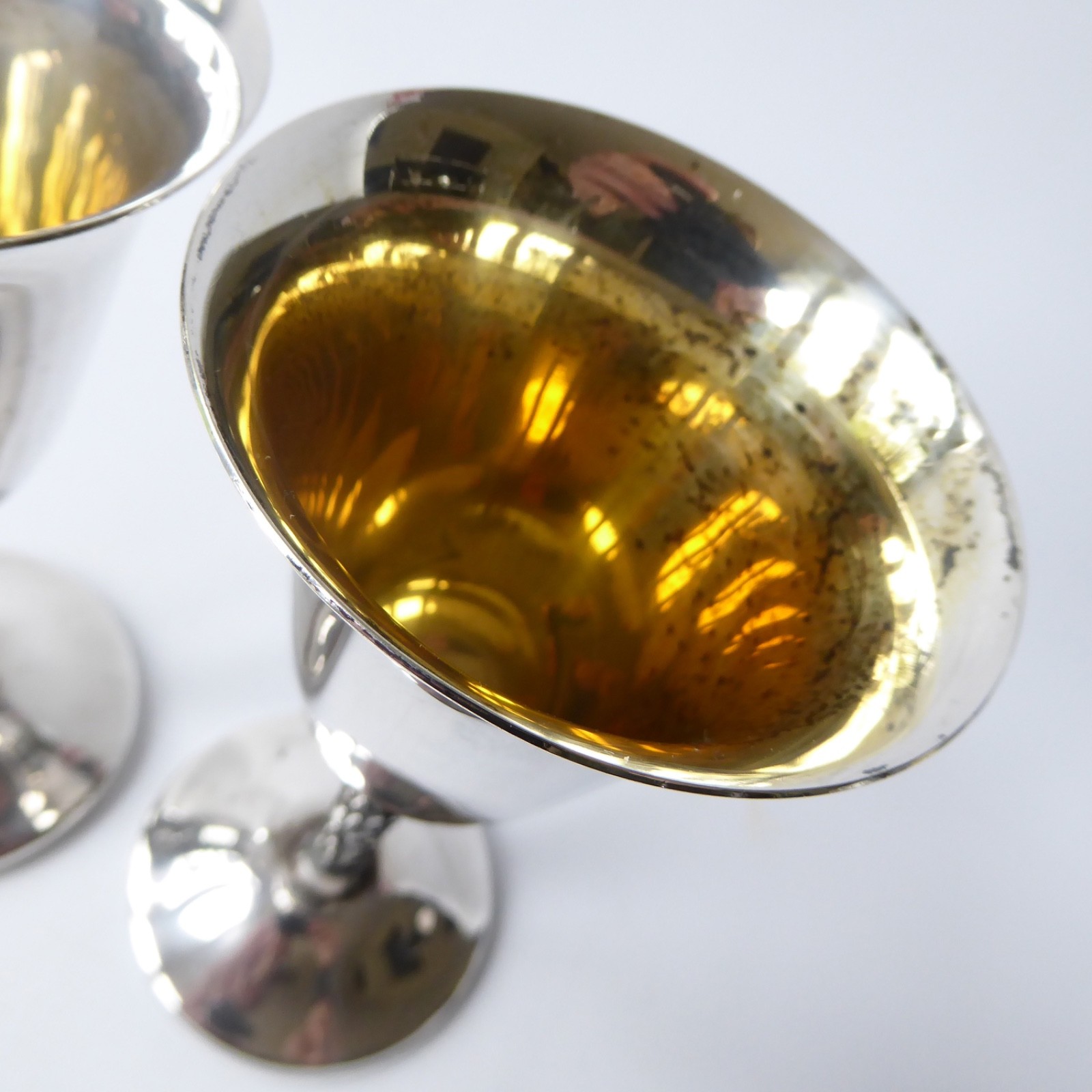 Pinder Bros. Sheffield pair silver plated goblets, 1960s mid century brutalist - Image 11