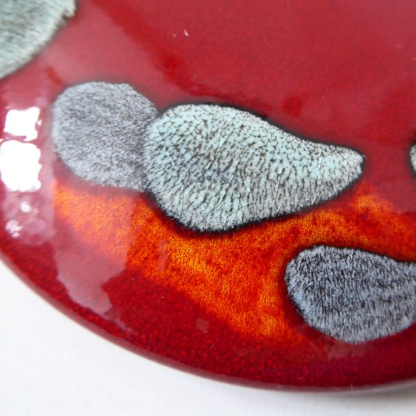 Poole Pottery Odyssey powder box, lidded red trinket dish. England, vintage 5" - Image 13