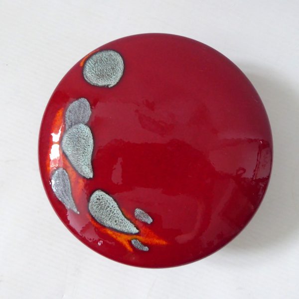 Poole Pottery Odyssey powder box, lidded red trinket dish. England, vintage 5" - Image 4