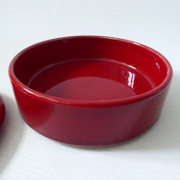 Poole Pottery Odyssey powder box, lidded red trinket dish. England, vintage 5" - Image 7