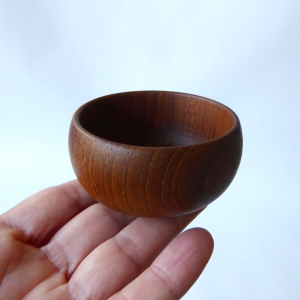 RW Norway Mid century modernist small carved teak wooden bowl, Rakel Wayersvang