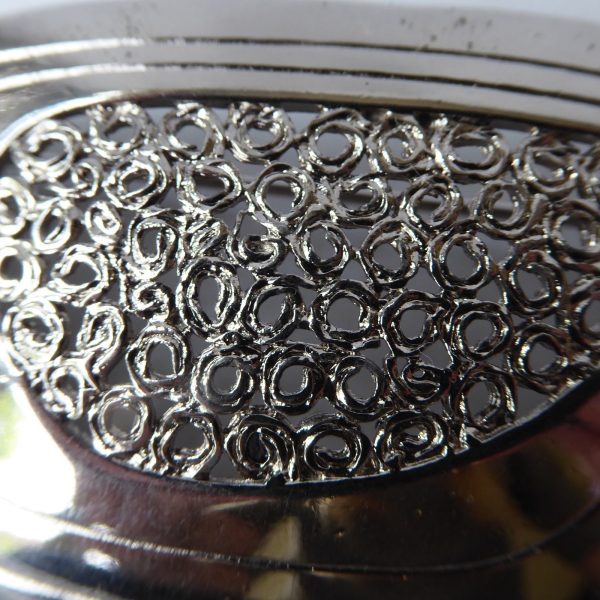 Retro 1960s/1970s shiny steel or silver tone large brooch, modernist asymmetric - Image 5