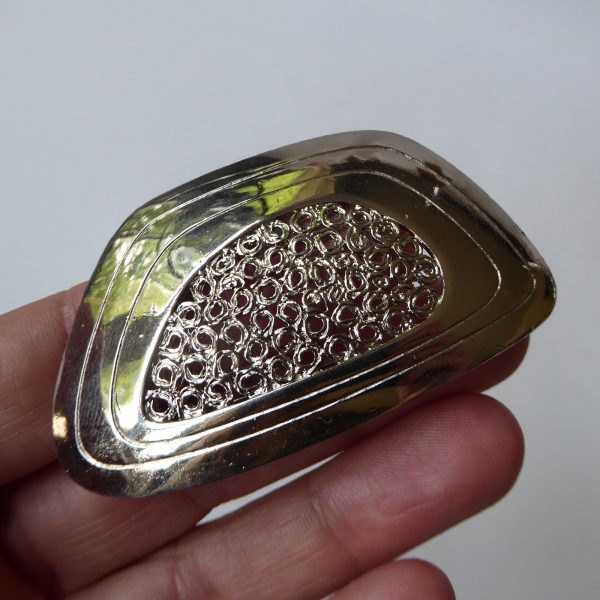 Retro 1960s/1970s shiny steel or silver tone large brooch, modernist asymmetric - Image 10