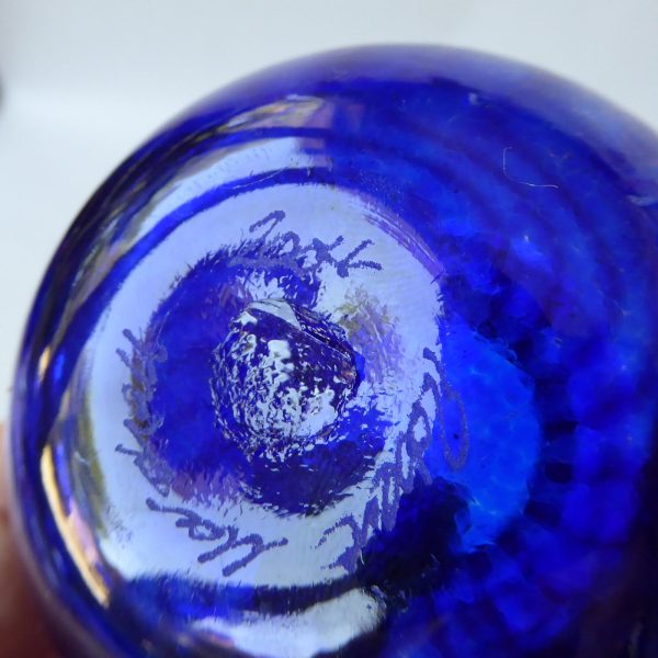 Robert Held (RHAG) art glass vase, blue pink twist stripe small pot. Canada 2004 - Image 11