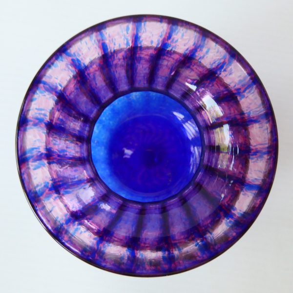 Robert Held (RHAG) art glass vase, blue pink twist stripe small pot. Canada 2004 - Image 5