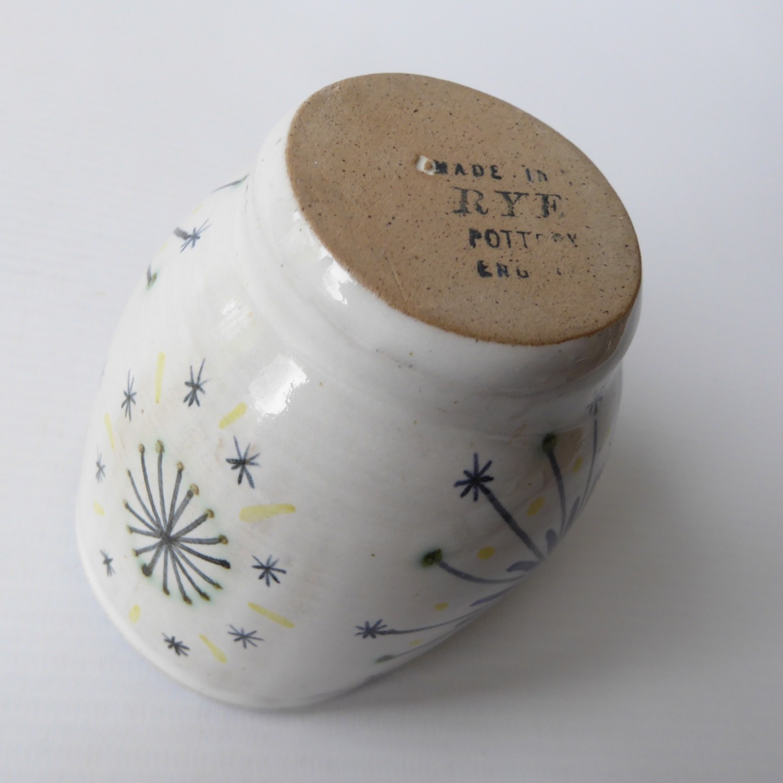 Rye Pottery David Sharp blue star small vase. 1950s vintage pot beaker. Studio - Image 13