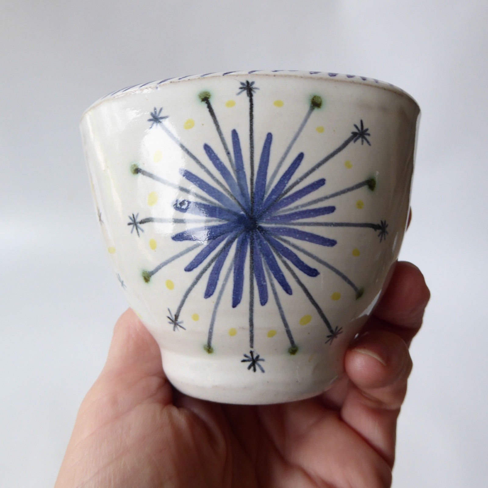 Rye Pottery David Sharp blue star small vase. 1950s vintage pot beaker. Studio - Image 14