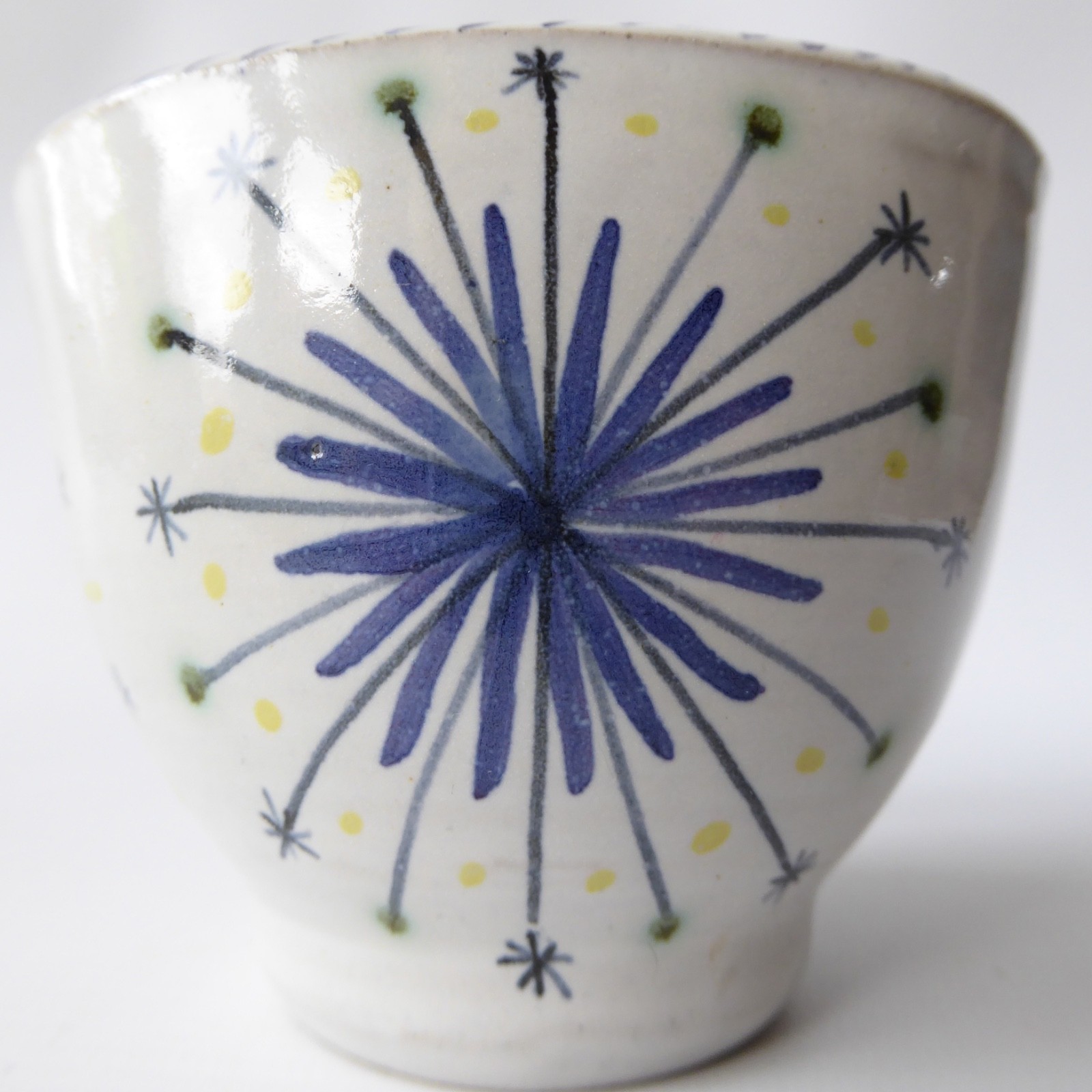 Rye Pottery David Sharp blue star small vase. 1950s vintage pot beaker. Studio - Image 3