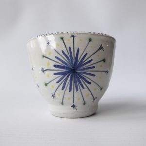 Rye Pottery David Sharp blue star small vase. 1950s vintage pot beaker. Studio