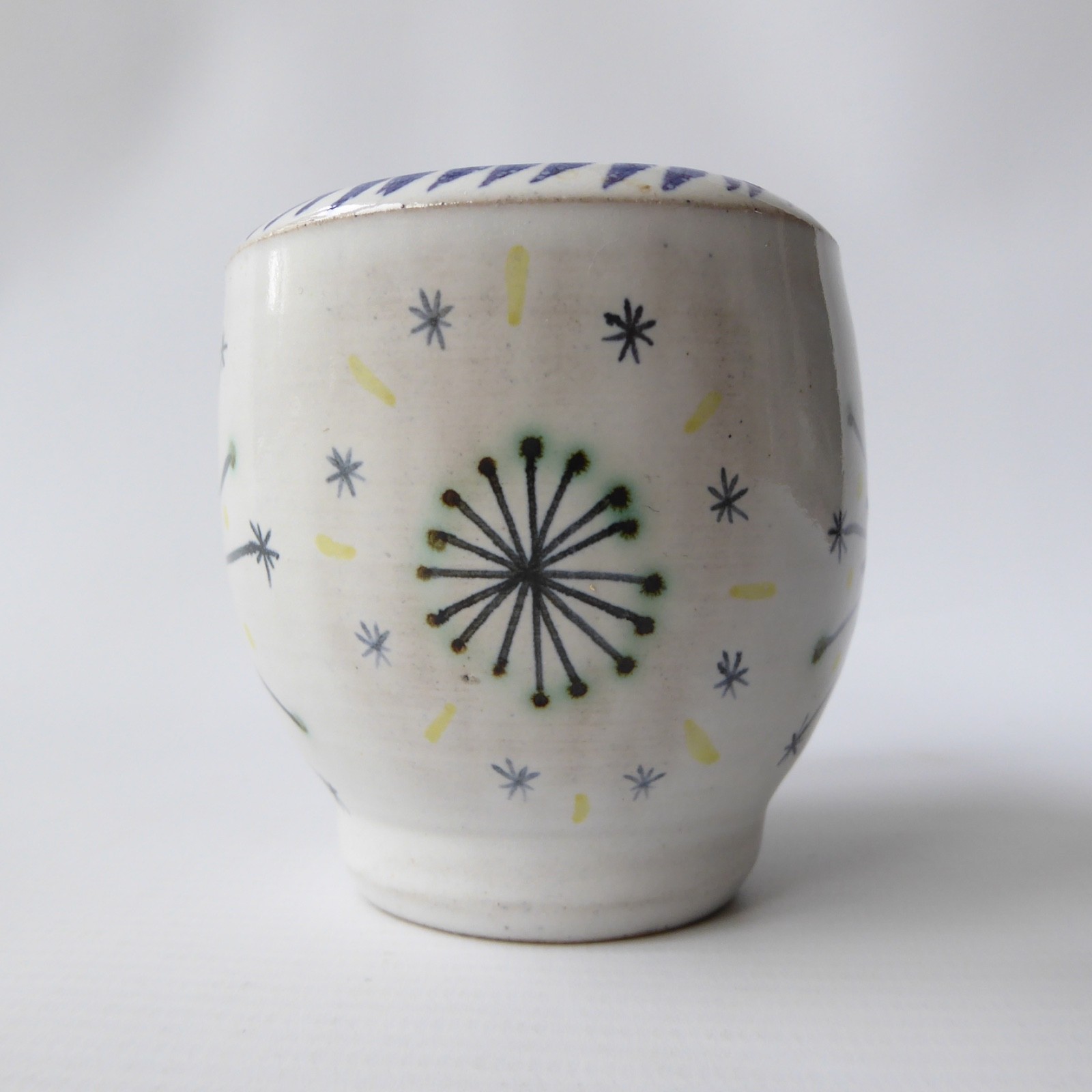 Rye Pottery David Sharp blue star small vase. 1950s vintage pot beaker. Studio - Image 6