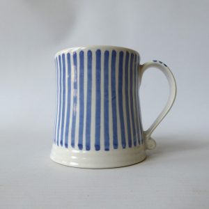 Rye Pottery vintage style blue Stripe mug. 1960s mid century style RW pottery