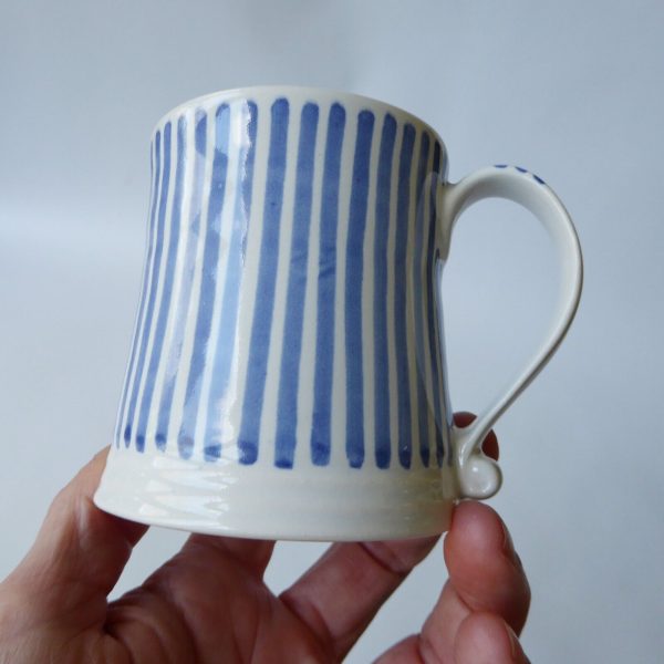 Rye Pottery vintage style blue Stripe mug. 1960s mid century style RW pottery - Image 7