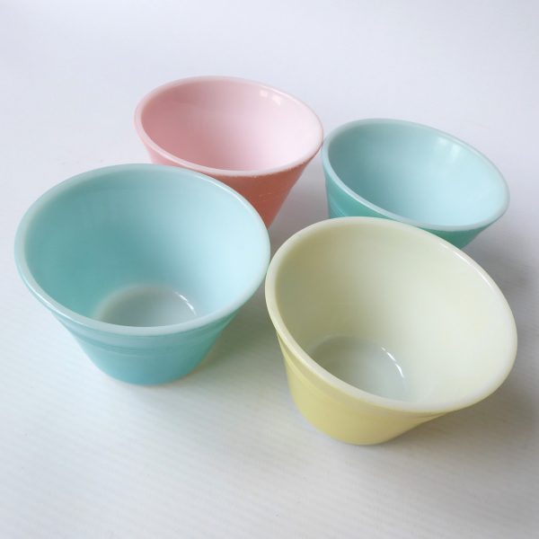 Set 4 Pyrex JAJ Baking Ramekins custard pots. Pastel turquoise pink yellow 2186 - Image 4