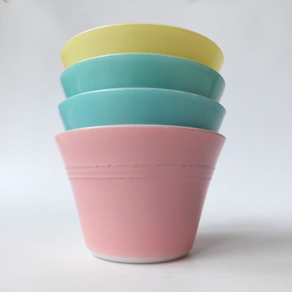 Set 4 Pyrex JAJ Baking Ramekins custard pots. Pastel turquoise pink yellow 2186 - Image 10