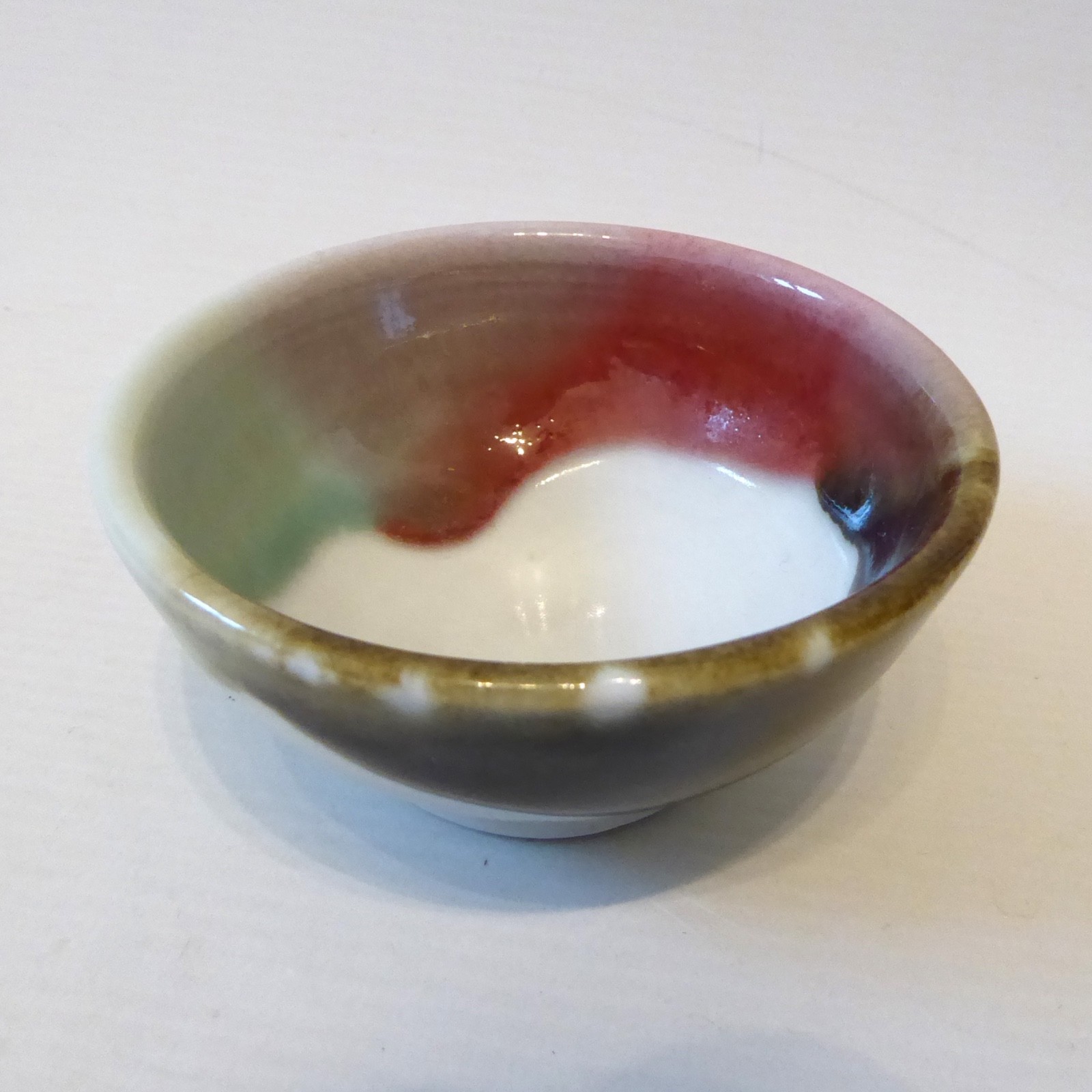 Signed AB studio artisan porcelain bowl, Japanese style ceramic dish. Vintage - Image 2