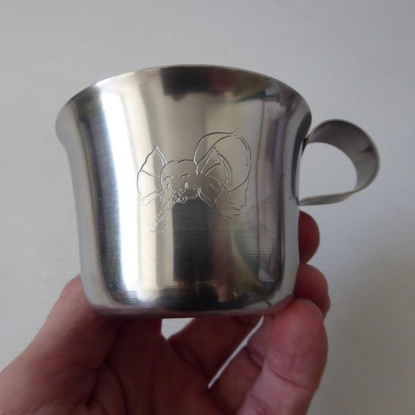 Stelton Denmark 1960s vintage small stainless steel child's kid's cup mug. Dumbo - Image 3