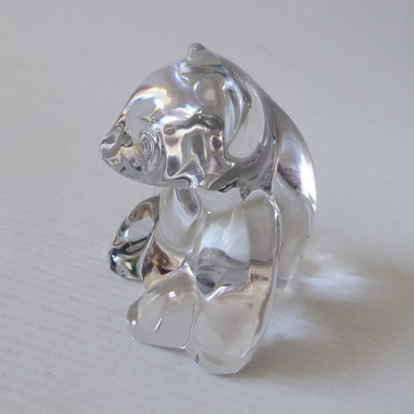 Villeroy & Boch clear art glass crystal PANDA BEAR paperweight figurine, vintage - Image 12