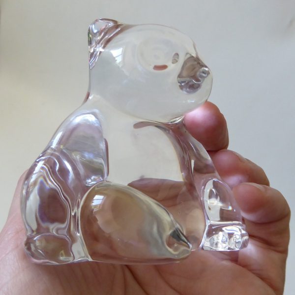 Villeroy & Boch clear art glass crystal PANDA BEAR paperweight figurine, vintage - Image 4