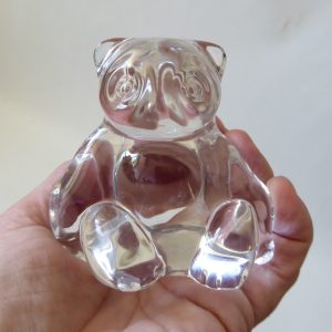 Villeroy & Boch clear art glass crystal PANDA BEAR paperweight figurine, vintage