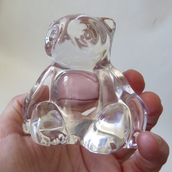 Villeroy & Boch clear art glass crystal PANDA BEAR paperweight figurine, vintage - Image 5