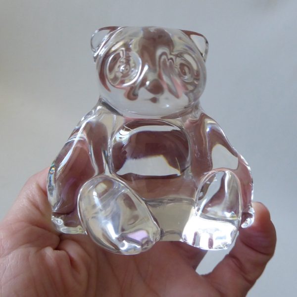 Villeroy & Boch clear art glass crystal PANDA BEAR paperweight figurine, vintage - Image 6