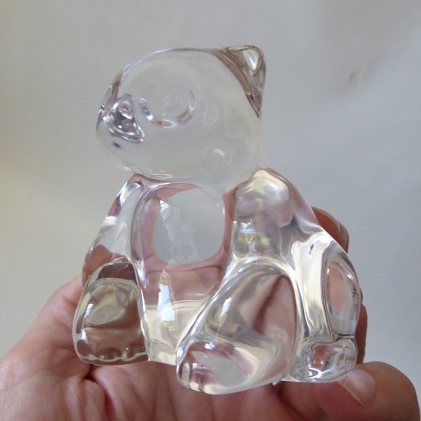 Villeroy & Boch clear art glass crystal PANDA BEAR paperweight figurine, vintage - Image 7