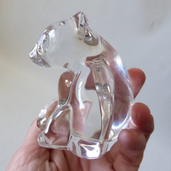Villeroy & Boch clear art glass crystal PANDA BEAR paperweight figurine, vintage - Image 8