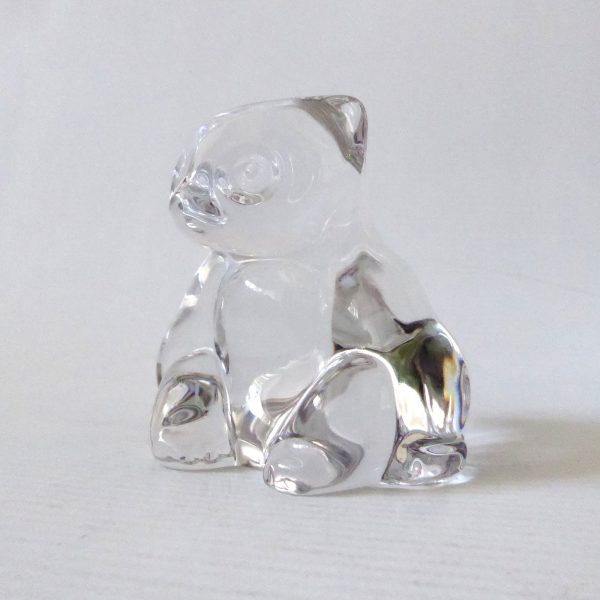 Villeroy & Boch clear art glass crystal PANDA BEAR paperweight figurine, vintage - Image 9