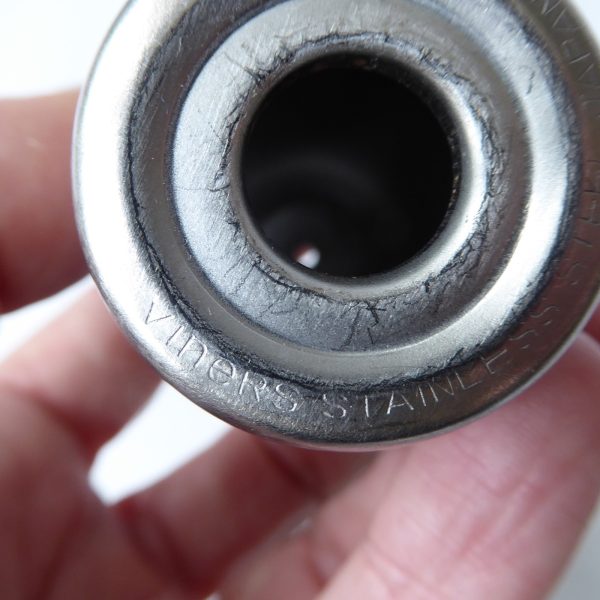 Viners stainless steel salt and pepper set, 1960s 1970s vintage modernist pair - Image 12