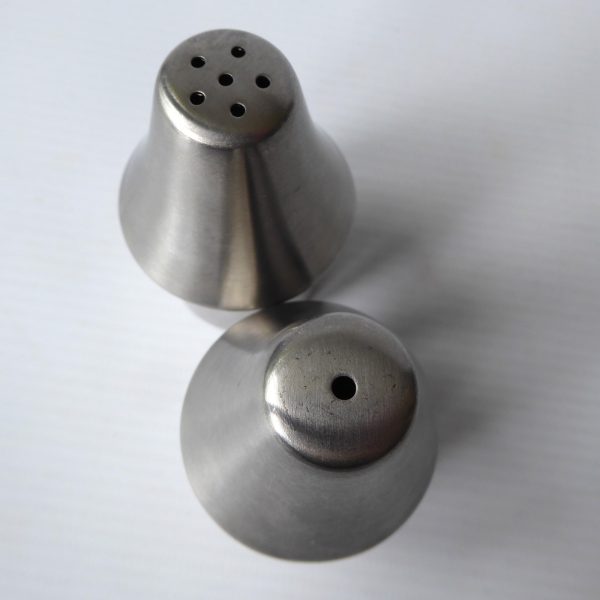 Viners stainless steel salt and pepper set, 1960s 1970s vintage modernist pair - Image 8