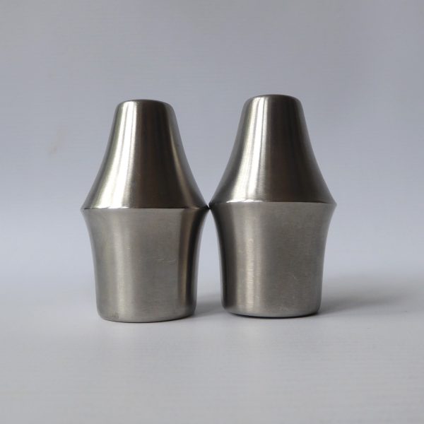 Viners stainless steel salt and pepper set, 1960s 1970s vintage modernist pair - Image 9