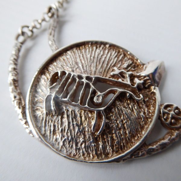 Vintage Danish sterling 925 silver pendant necklace brutalist modernist reindeer - Image 8