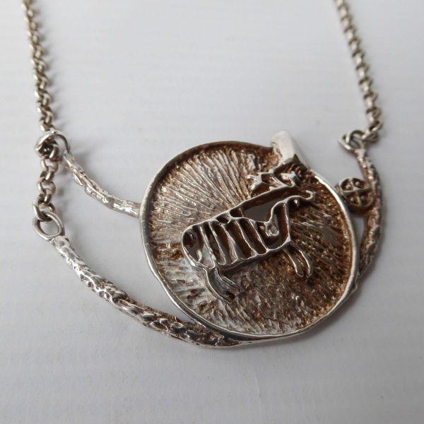 Vintage Danish sterling 925 silver pendant necklace brutalist modernist reindeer - Image 9