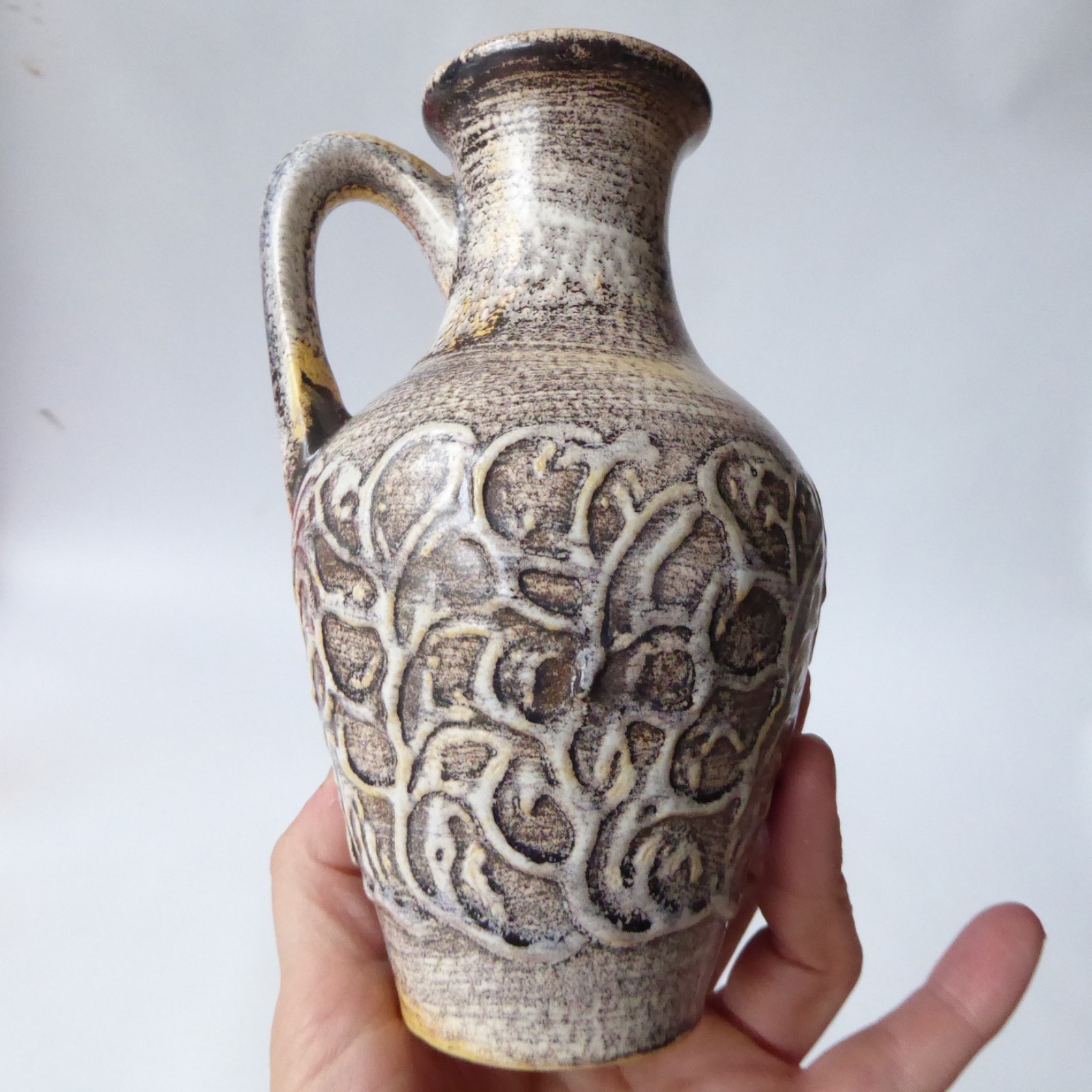 Vintage Ilkra West German ceramic vase 2028/15, brown beige 1960s 1970s retro - Image 11