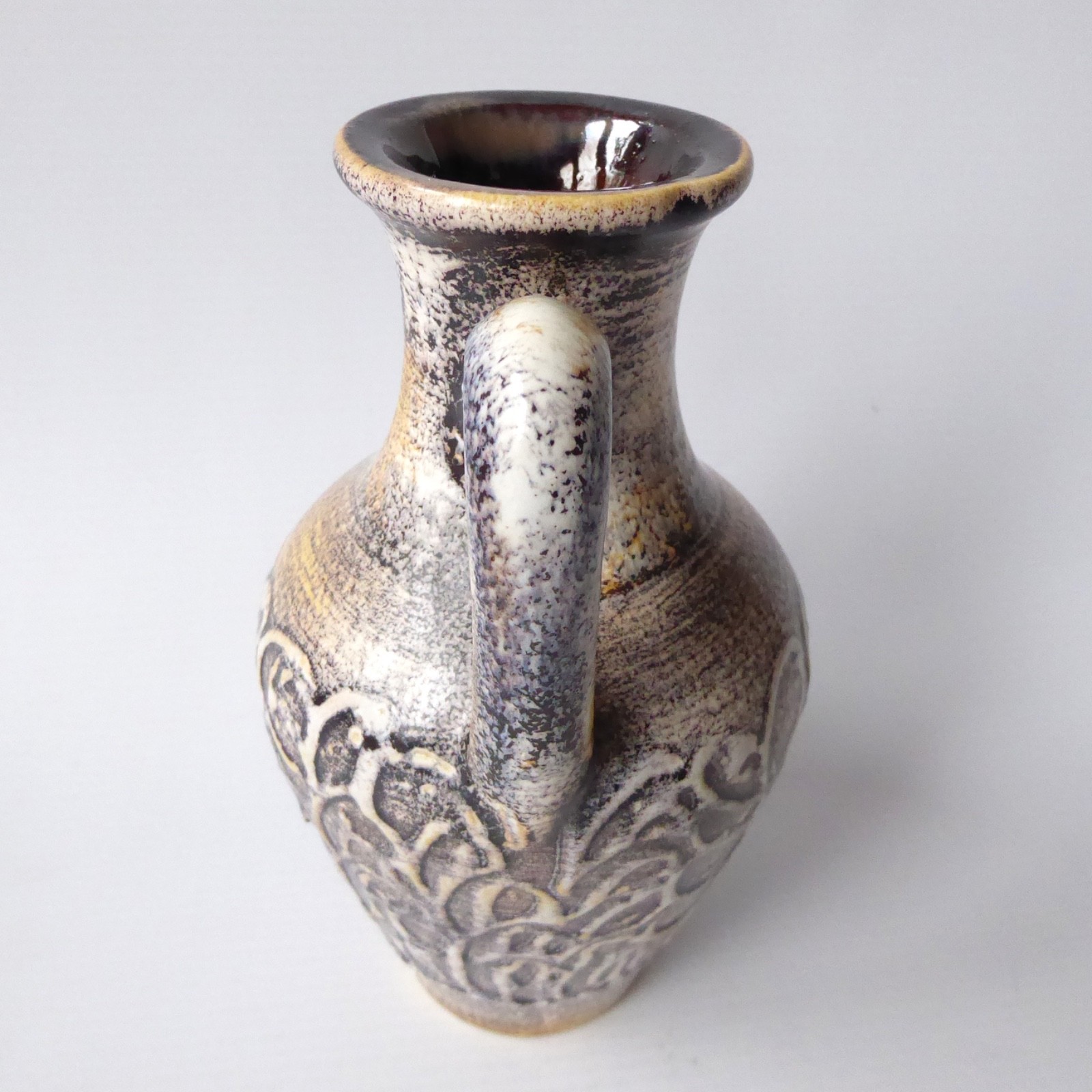 Vintage Ilkra West German ceramic vase 2028/15, brown beige 1960s 1970s retro - Image 7