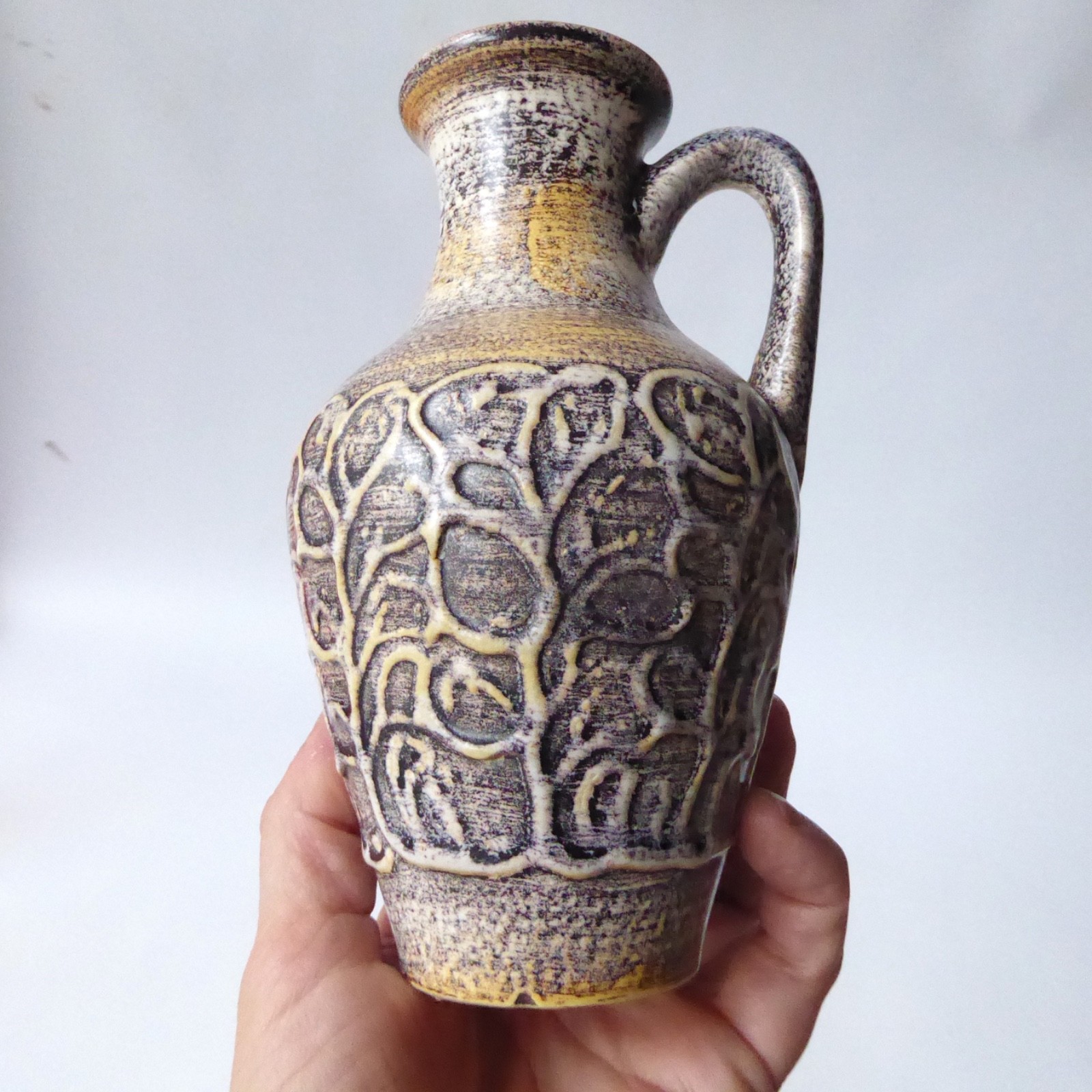 Vintage Ilkra West German ceramic vase 2028/15, brown beige 1960s 1970s retro - Image 10