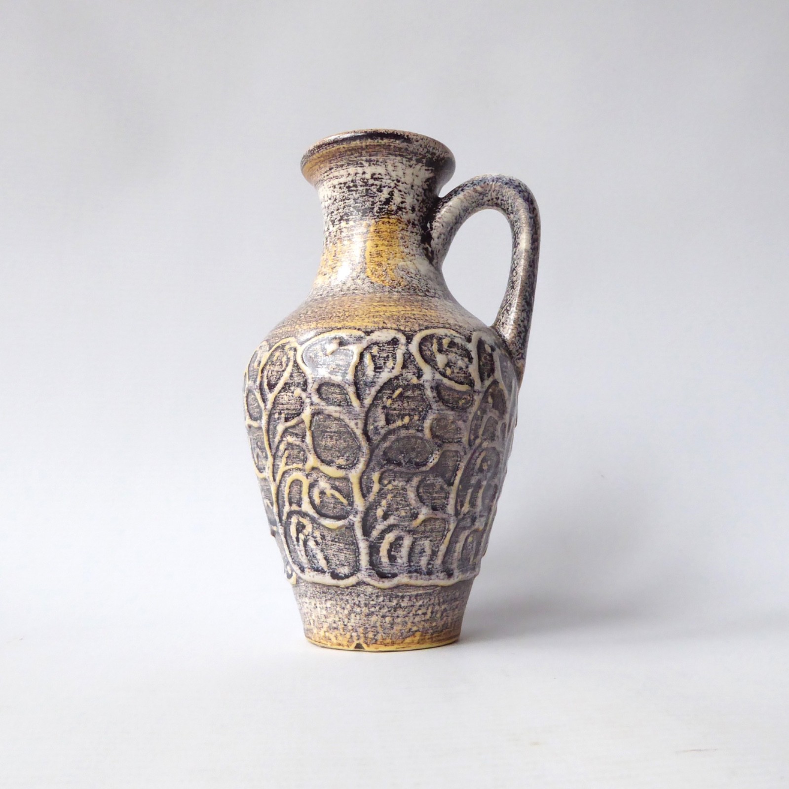 Vintage Ilkra West German ceramic vase 2028/15, brown beige 1960s 1970s retro