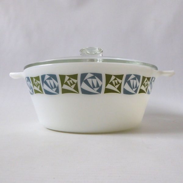 Vintage Pyrex JAJ Checkers 658 2.5 pint serving dish + lid cover 1960s casserole - Image 3
