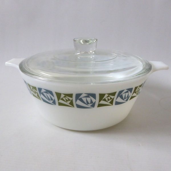 Vintage Pyrex JAJ Checkers 658 2.5 pint serving dish + lid cover 1960s casserole - Image 4
