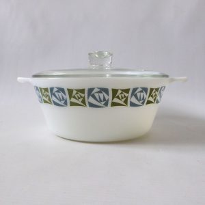 Vintage Pyrex JAJ Checkers 658 2.5 pint serving dish + lid cover 1960s casserole