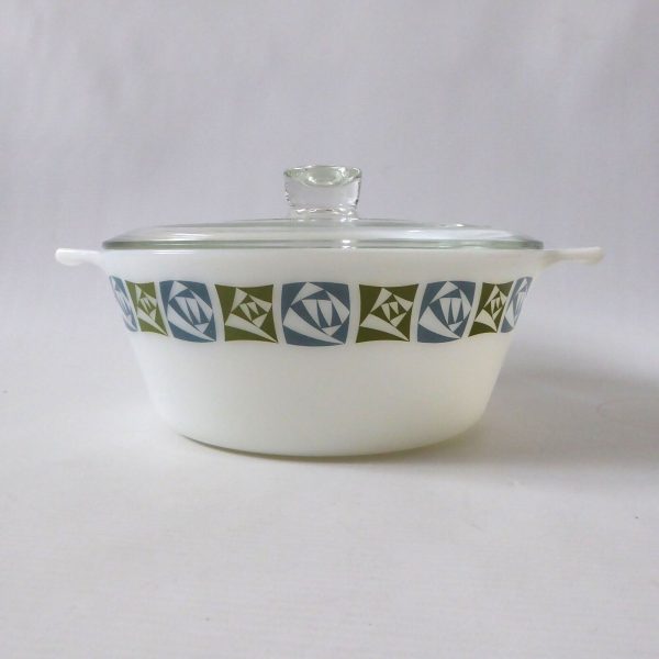 Vintage Pyrex JAJ Checkers 658 2.5 pint serving dish + lid cover 1960s casserole