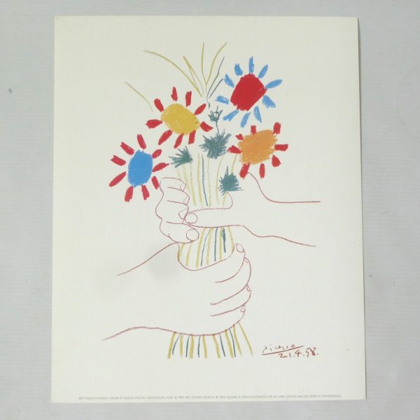 Vintage art print Pablo Picasso Flowers & Hands, Bouquet of Peace. 1992 poster - Image 3